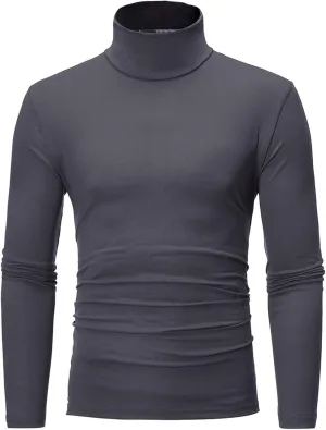 Mens Undershirts Long Sleeve Mock Turtleneck Pullover Sweaters Basic Slim Fit Solid Soft Thermal T-Shirts Baselayer