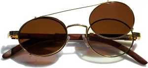 Men's Wood Blue Light Blocking Glasses, Real Wood, Round Polarized Sunglasses, Amber Nighttime Blue Light Blocker
