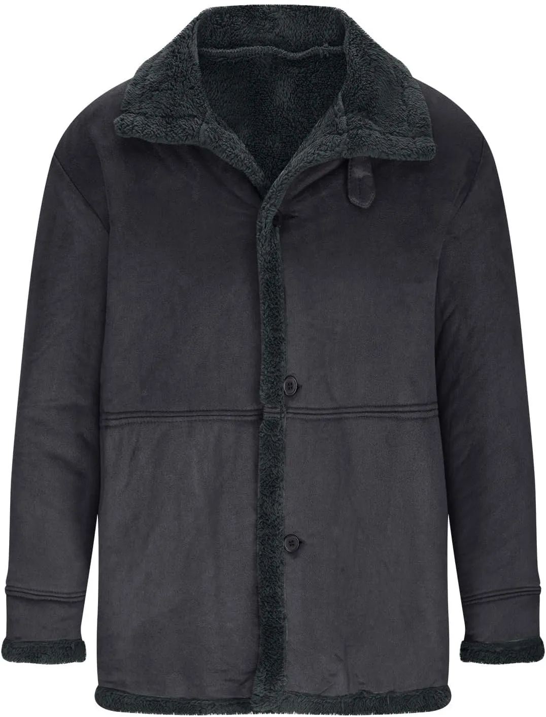 Men's Zip Up Heavyweight Winter Warm Fur Coat Fleece Sherpa Lined Warm Jacket