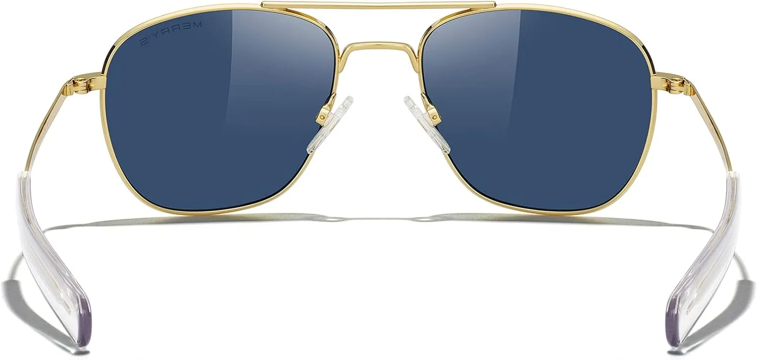 MERRY'S Classic Square Aviator Military Polarized Sunglasses for Men or Women S8636