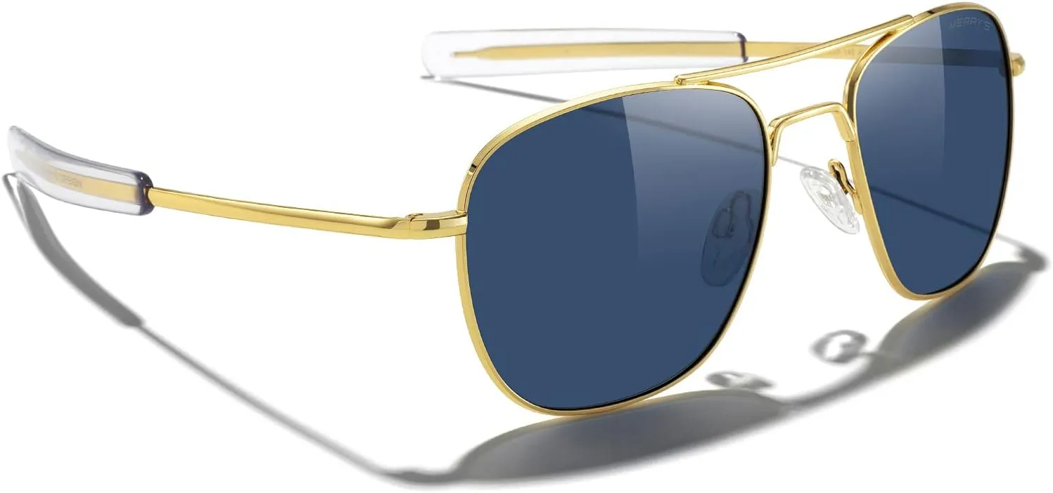 MERRY'S Classic Square Aviator Military Polarized Sunglasses for Men or Women S8636