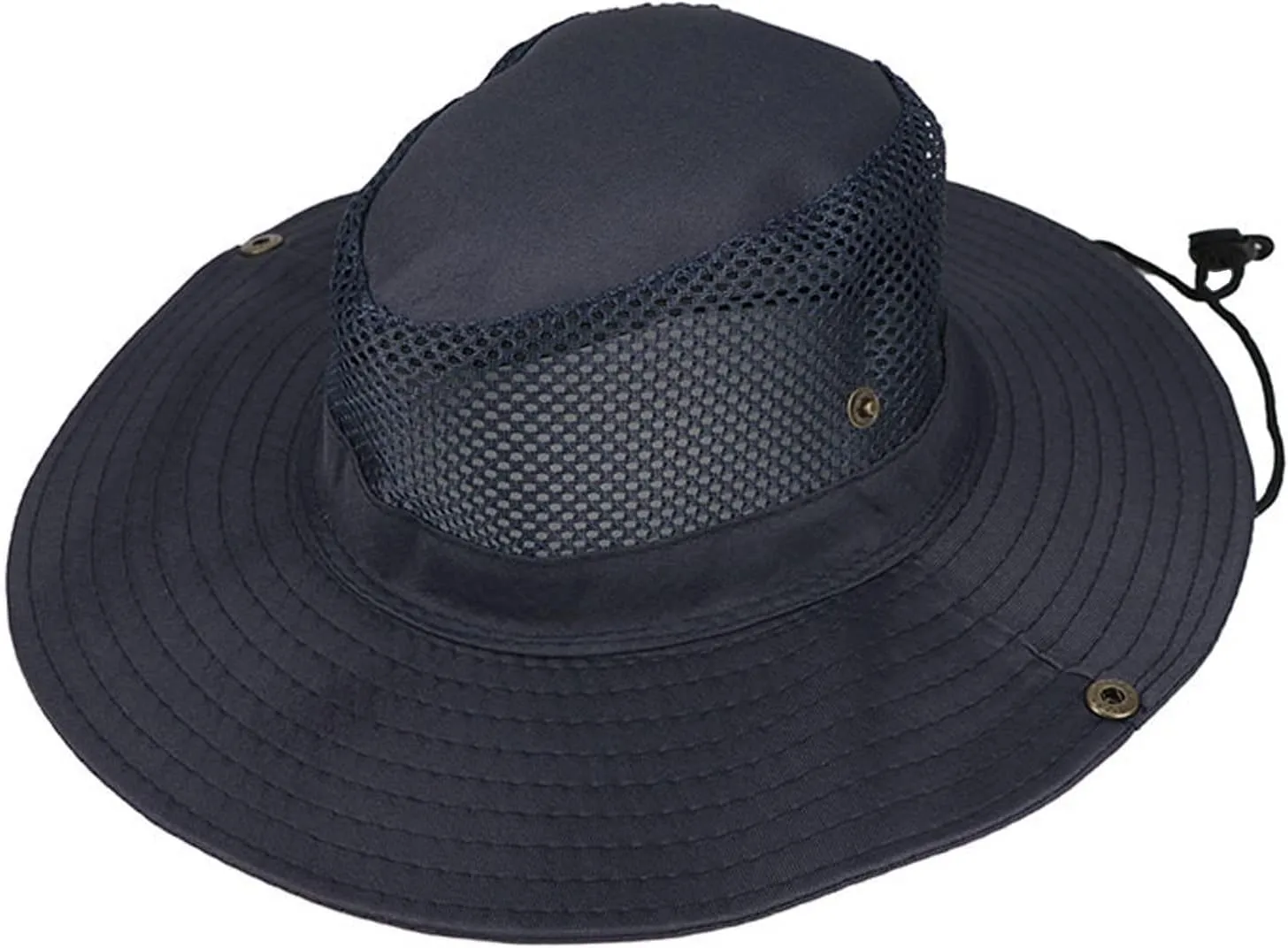 Mesh Solid Sun Wide Brim Hat Panama Fedora Hat Drawstring Foldable Lightweight Fishing Hat Classic Adjustable