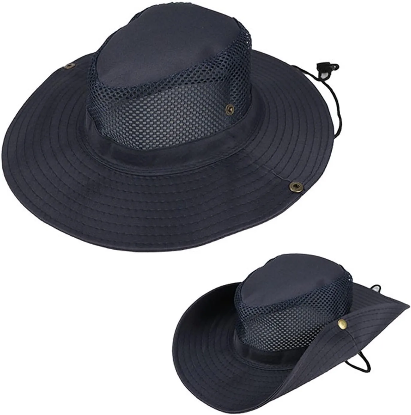 Mesh Solid Sun Wide Brim Hat Panama Fedora Hat Drawstring Foldable Lightweight Fishing Hat Classic Adjustable