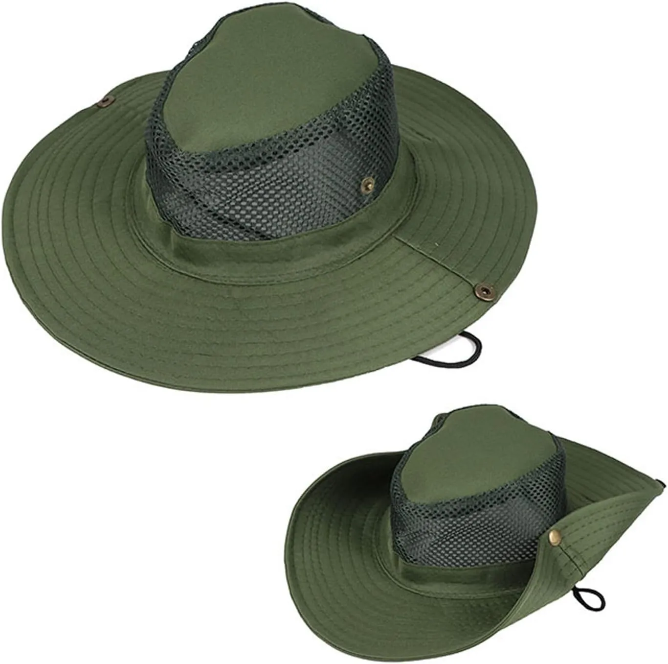 Mesh Solid Sun Wide Brim Hat Panama Fedora Hat Drawstring Foldable Lightweight Fishing Hat Classic Adjustable