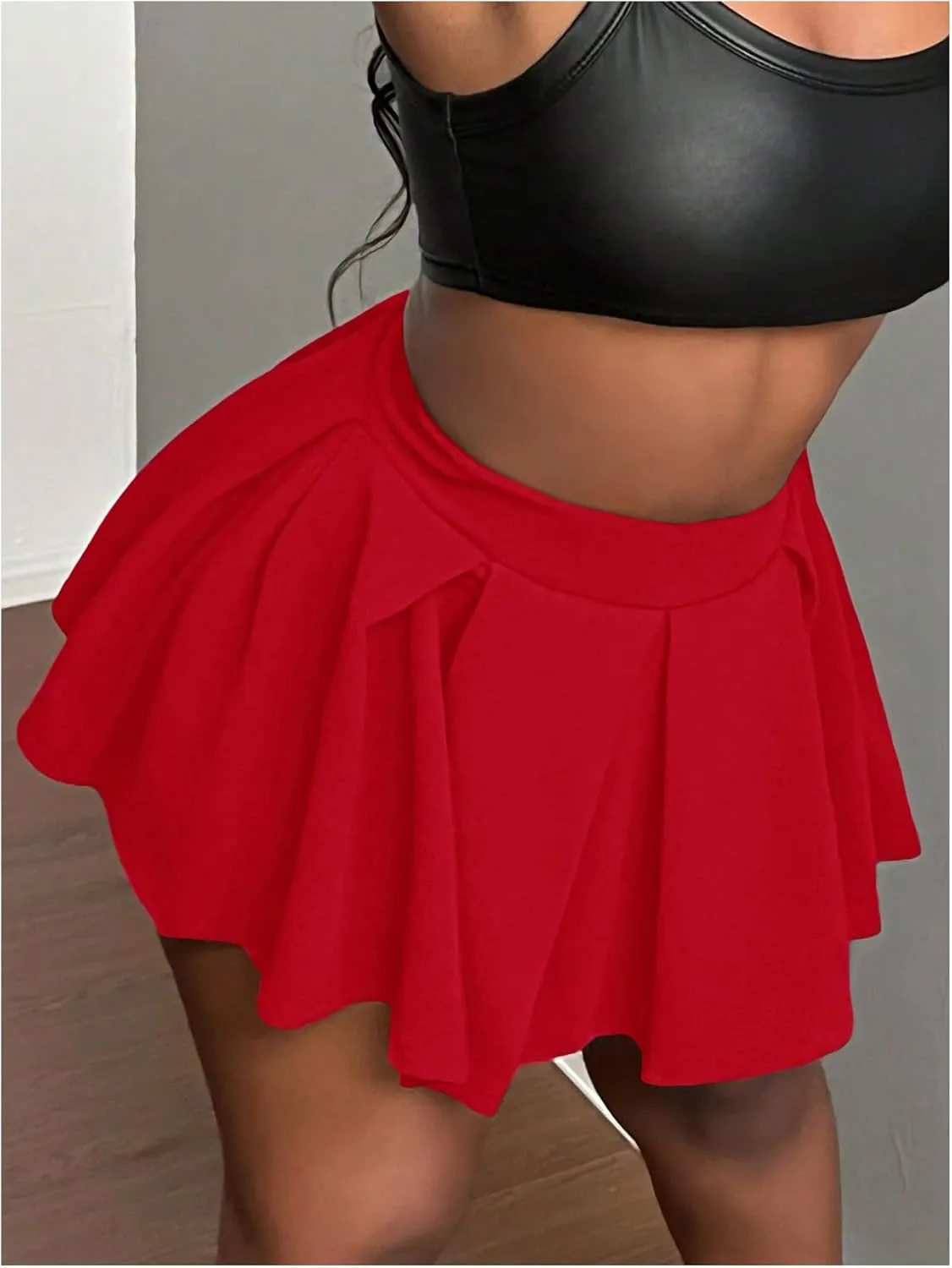 Milumia Women's High Waisted Pleated Skirt Mini Skirts A Line Flared Skater Skirts