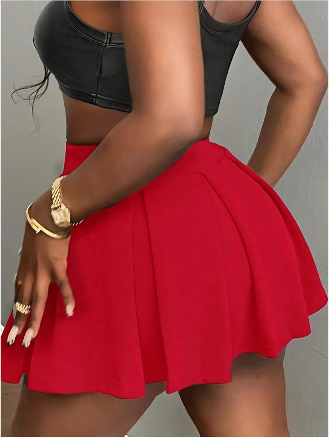 Milumia Women's High Waisted Pleated Skirt Mini Skirts A Line Flared Skater Skirts