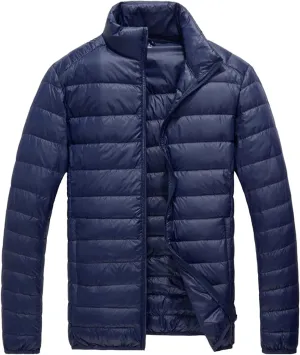 Miyaomn Mens Lightweight Packable Down Puffer Winter Jacket Windproof Soft Warm Quilted Puffy Coat for Snow Ski Hiking Travel