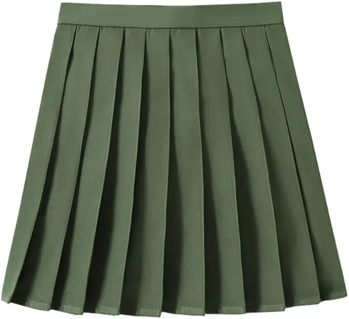 Only Faith Womens Solid Color Pleated Skirts A-Line Skater Skirts Mini Skirt
