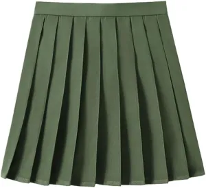 Only Faith Womens Solid Color Pleated Skirts A-Line Skater Skirts Mini Skirt
