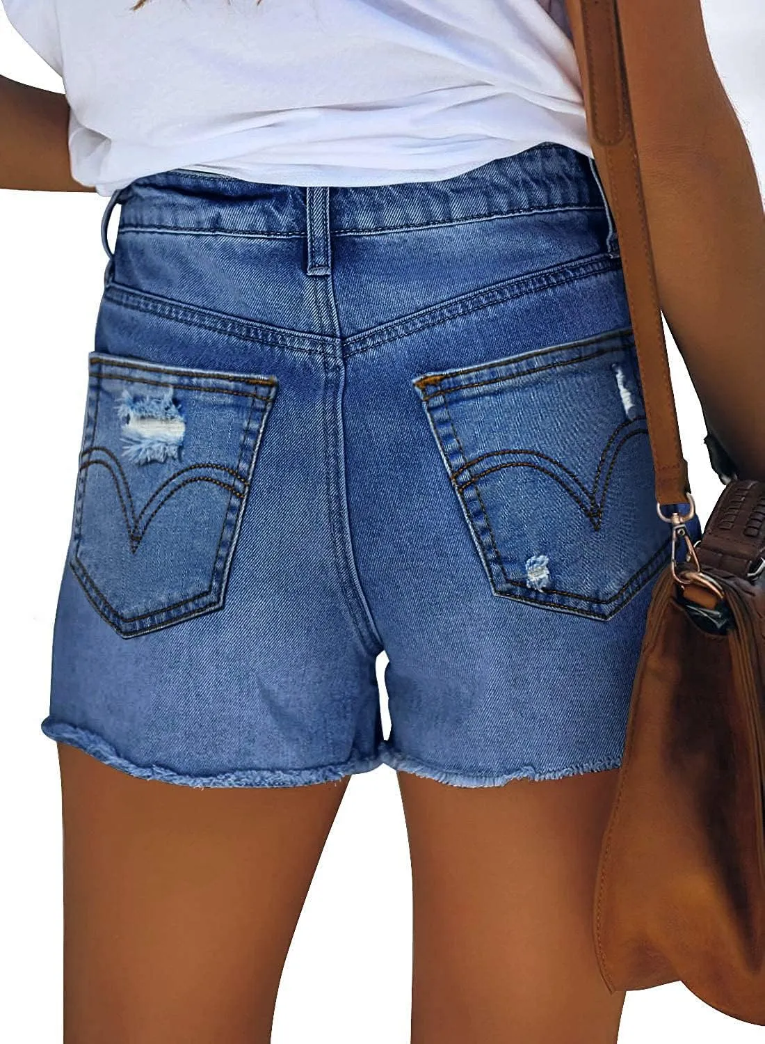 onlypuff Women's Denim Jean Short Ripped High Waist Cut Off