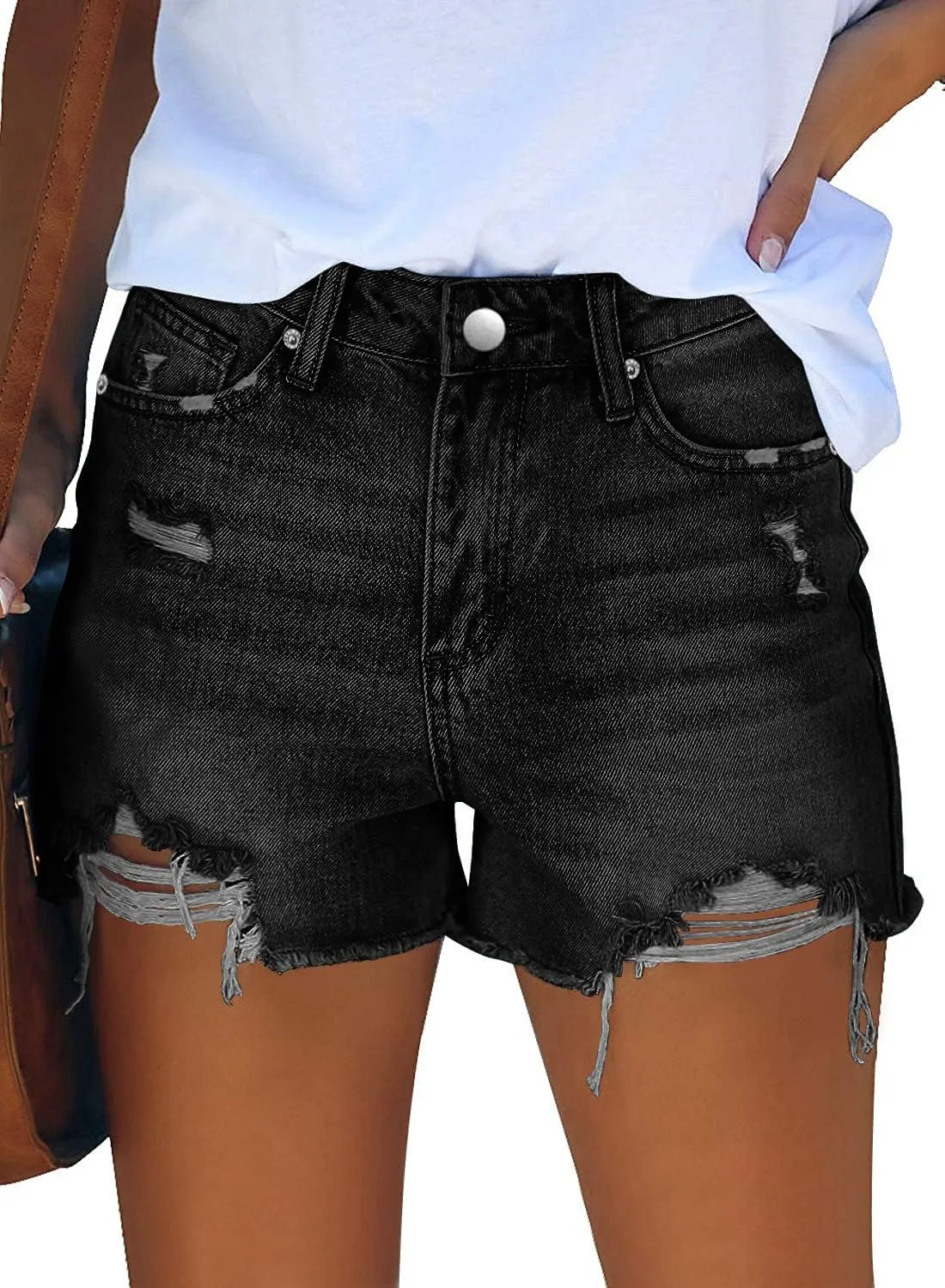 onlypuff Women's Denim Jean Short Ripped High Waist Cut Off