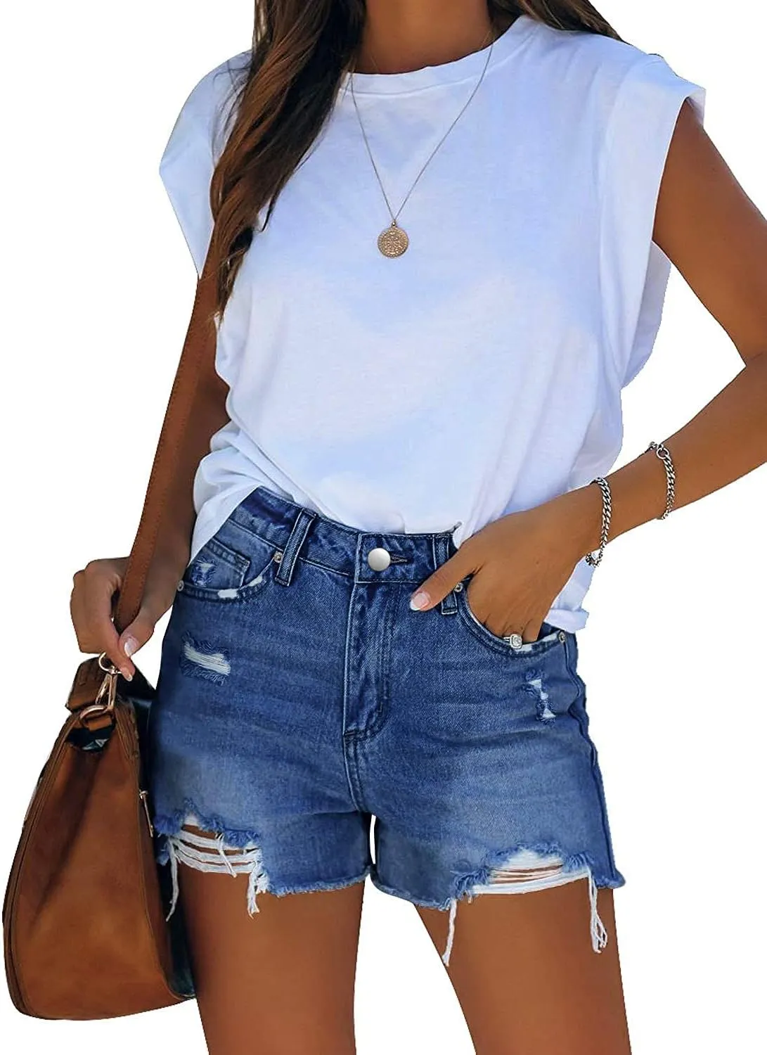 onlypuff Women's Denim Jean Short Ripped High Waist Cut Off