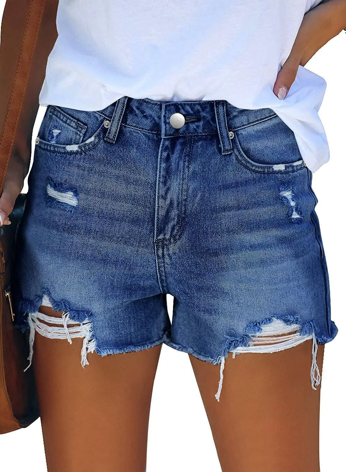 onlypuff Women's Denim Jean Short Ripped High Waist Cut Off