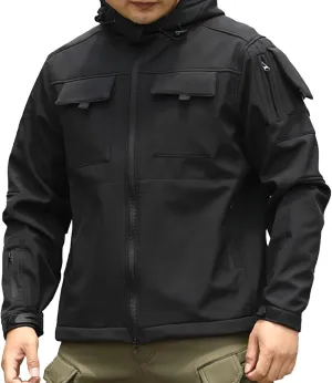 Outdoor Military Jackets for Men Long Sleeve Zip Up Hoodies Rain Jacket Men Cargo Jacket with Multi Utility Pockets