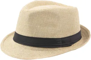 Panama Beach Sun Hat Mens Womens Straw Wide Brim Beach Belt Buckle Fedora Hat Packable Short Brim Roll Up Travel Hat