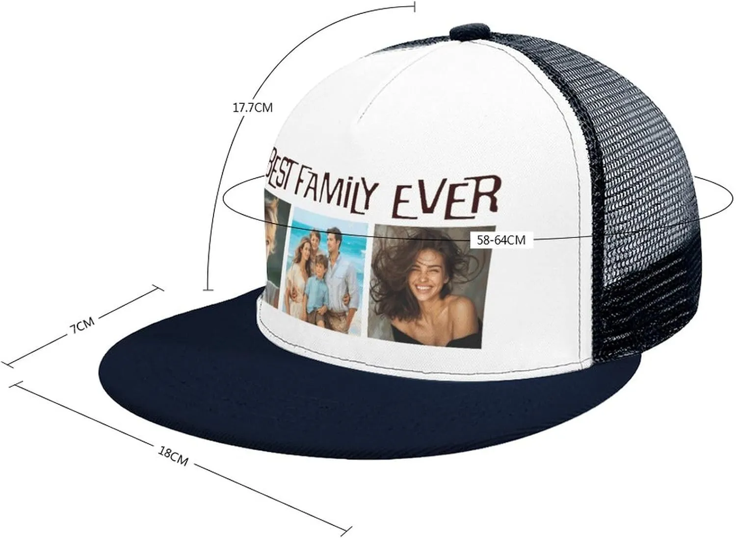 Personalized Cap Customizable Hat Custom Baseball Cap Adjustable Trucker Cap Unisex Style Headwear Adjustable for Men & Women