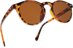Polarized Round Steampunk Sunglasses with Leather Side Double Bridge Shield Retro Eyewear for Men Women