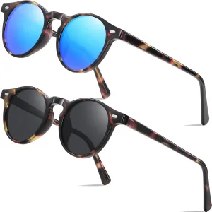 Polarized Sunglasses Womens Mens Round Classic Vintage Style Summer Travel For Driving Fishing Sun Glasses