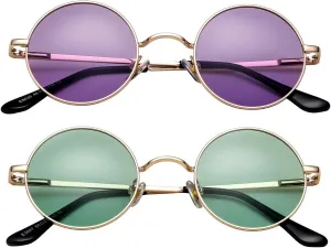 PORADAY Classic Circle Glasses Retro Round Polarized Sunglasses Hippie Style Small Rounded Sun Shades