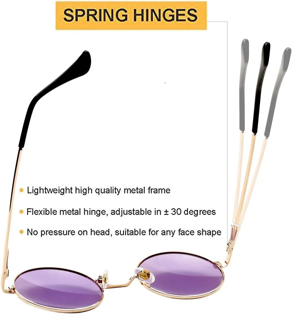 PORADAY Classic Circle Glasses Retro Round Polarized Sunglasses Hippie Style Small Rounded Sun Shades