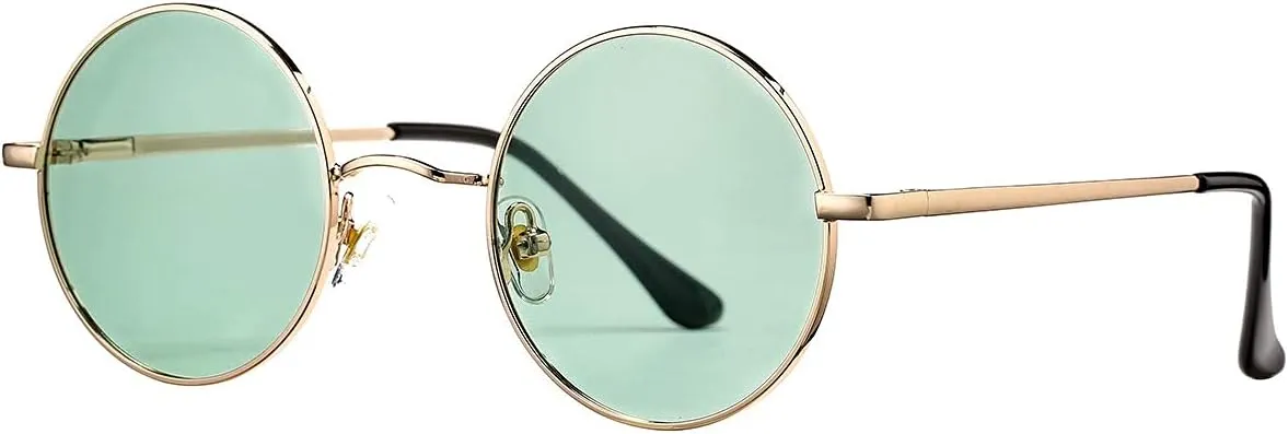 PORADAY Classic Circle Glasses Retro Round Polarized Sunglasses Hippie Style Small Rounded Sun Shades