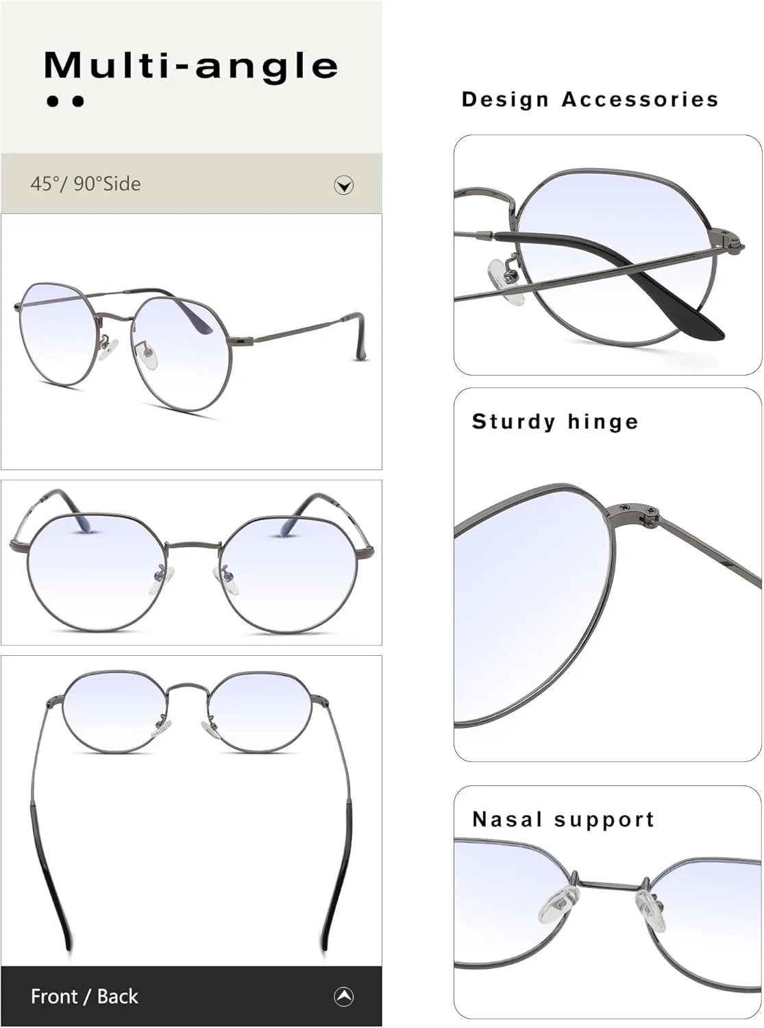 Pro Acme Fashion Round Glasses Metal Clear Lens Frame Vintage Unisex Eyeglasses 53MM