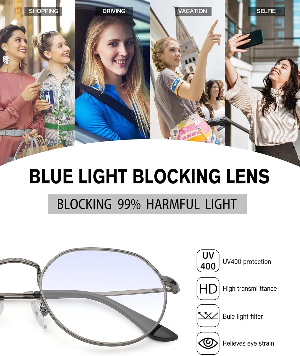 Pro Acme Fashion Round Glasses Metal Clear Lens Frame Vintage Unisex Eyeglasses 53MM