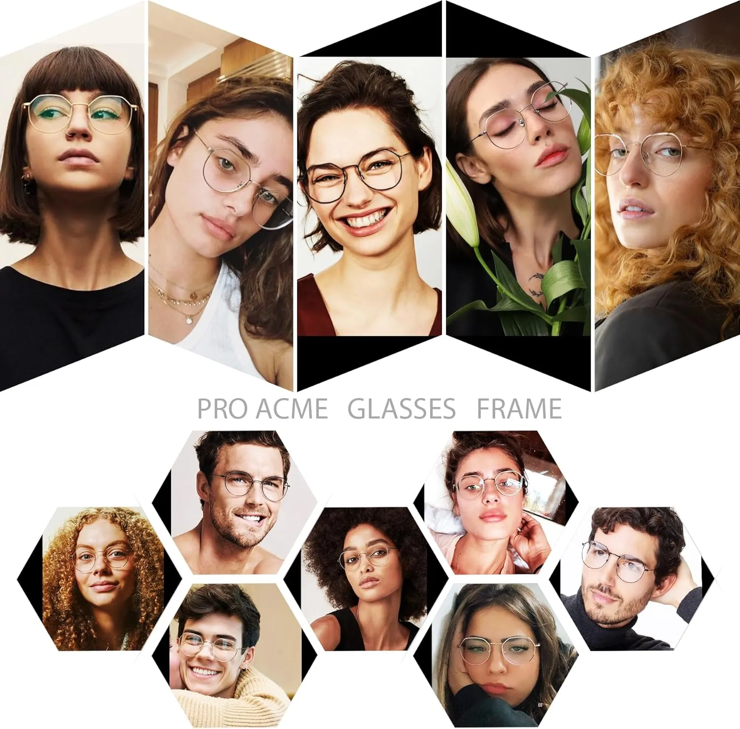 Pro Acme Fashion Round Glasses Metal Clear Lens Frame Vintage Unisex Eyeglasses 53MM