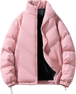 Puffer Jacket Men 2024 Thick Down Jacket Warm Winter Zip Up Padded Coat Oversized Quilted Insulated Thermal Outwear