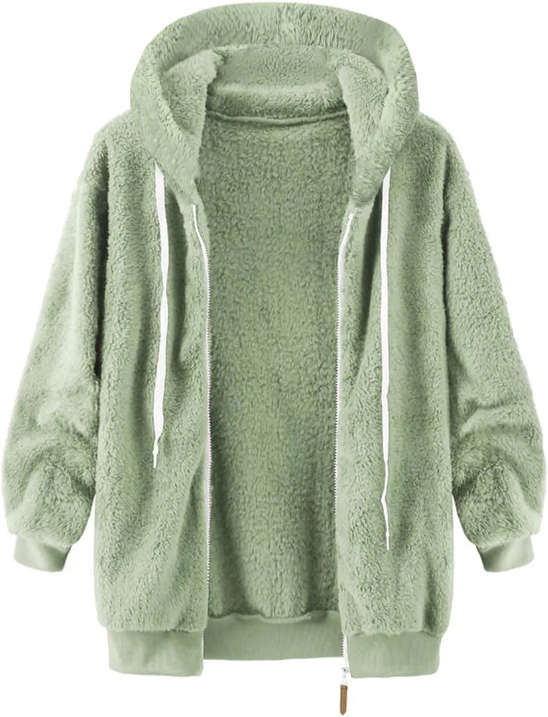 Quilted Jackets for Women Plus Size Fuzzy Fleece Jacket Winter Full Zip Plush Hooded Cardigan Coats Outerwear