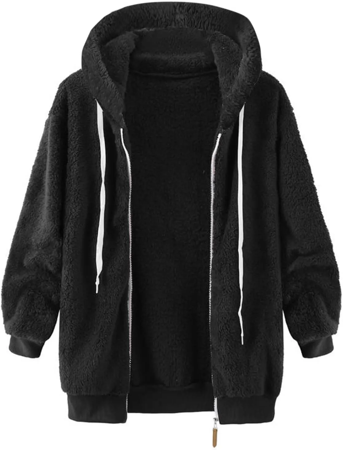 Quilted Jackets for Women Plus Size Fuzzy Fleece Jacket Winter Full Zip Plush Hooded Cardigan Coats Outerwear