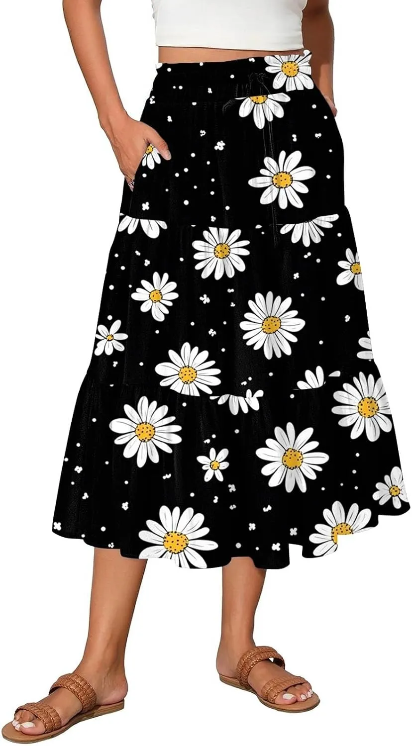 Renaissance Maxi Skirt for Women Boho Flowy Long Skirt High Waist A-Line Design