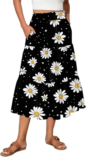 Renaissance Maxi Skirt for Women Boho Flowy Long Skirt High Waist A-Line Design