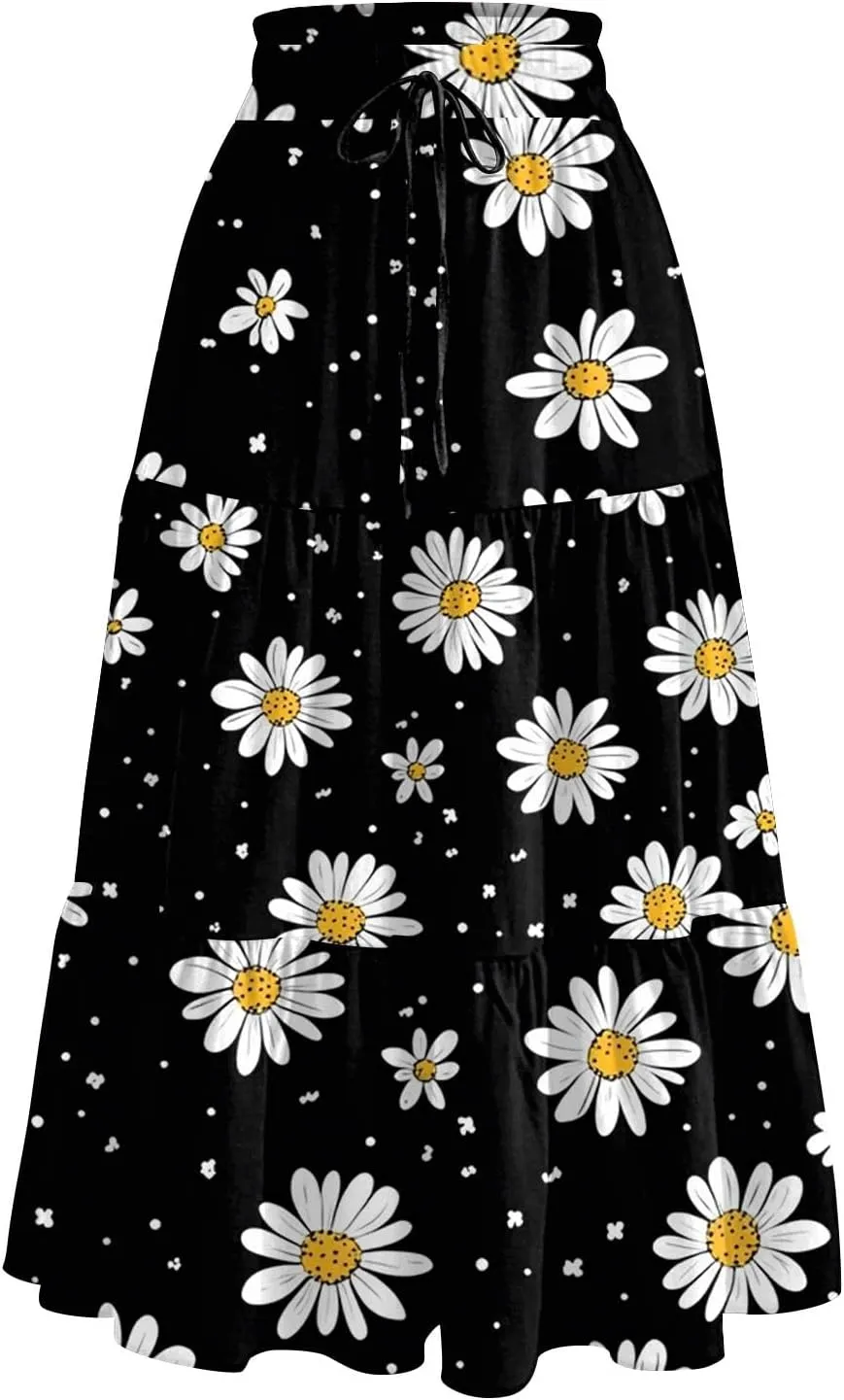 Renaissance Maxi Skirt for Women Boho Flowy Long Skirt High Waist A-Line Design
