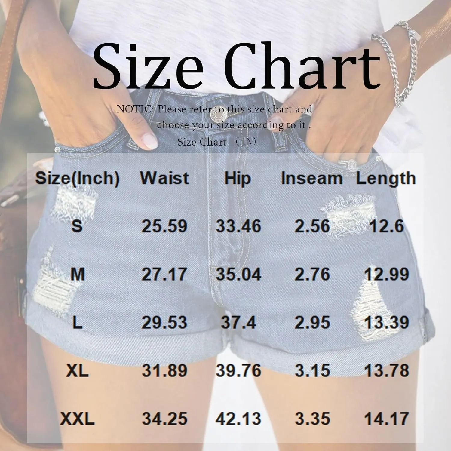 Ripped Jean Shorts Women Stretchy High Waisted Distressed Pull On Denim Shorts Comfy Cuffed Baggy Jorts with Pockets