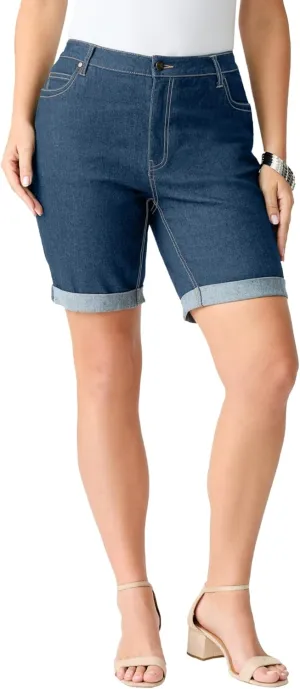 Roaman's Women's Plus Size Invisible Stretch Iconic Cuffed Short