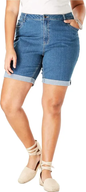 Roaman's Women's Plus Size Invisible Stretch Iconic Cuffed Short
