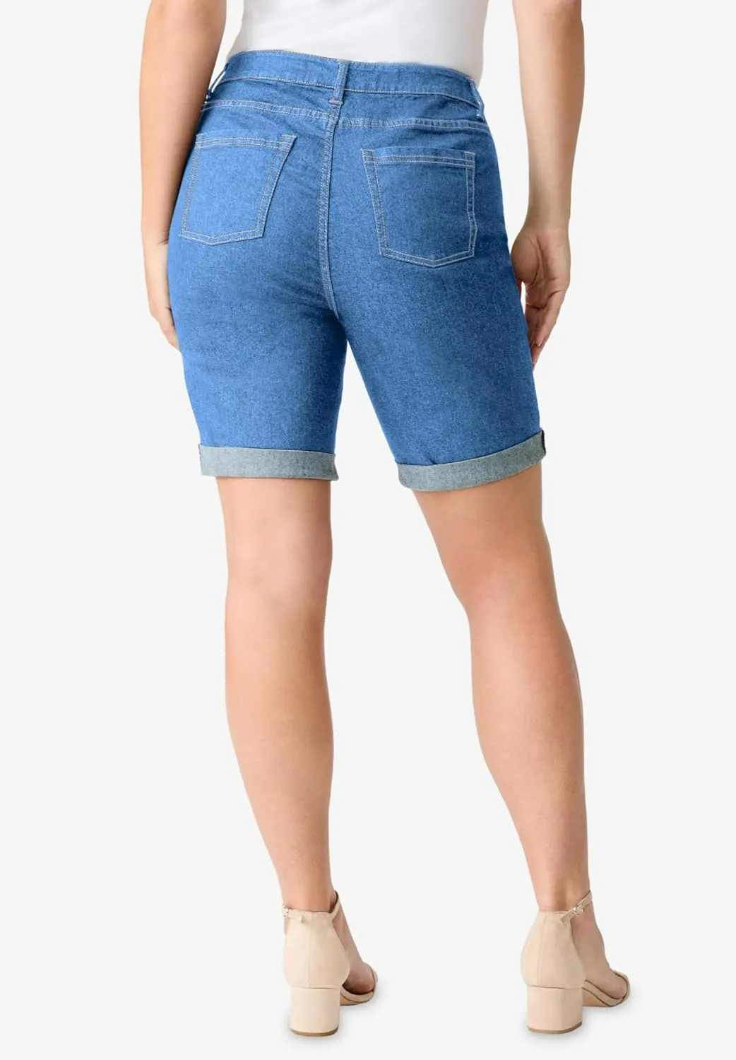 Roaman's Women's Plus Size Invisible Stretch Iconic Cuffed Short