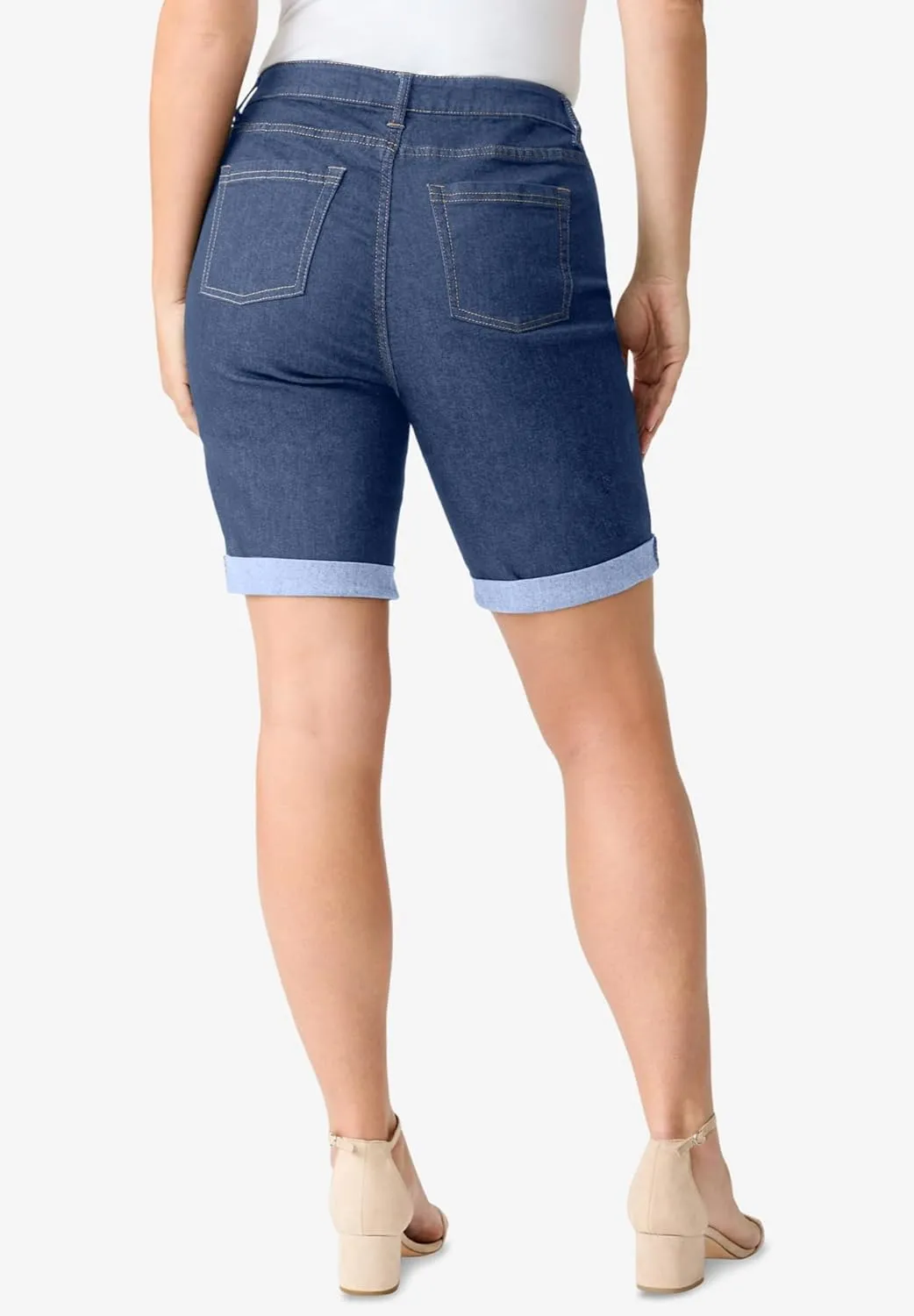 Roaman's Women's Plus Size Invisible Stretch Iconic Cuffed Short