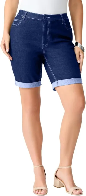 Roaman's Women's Plus Size Invisible Stretch Iconic Cuffed Short