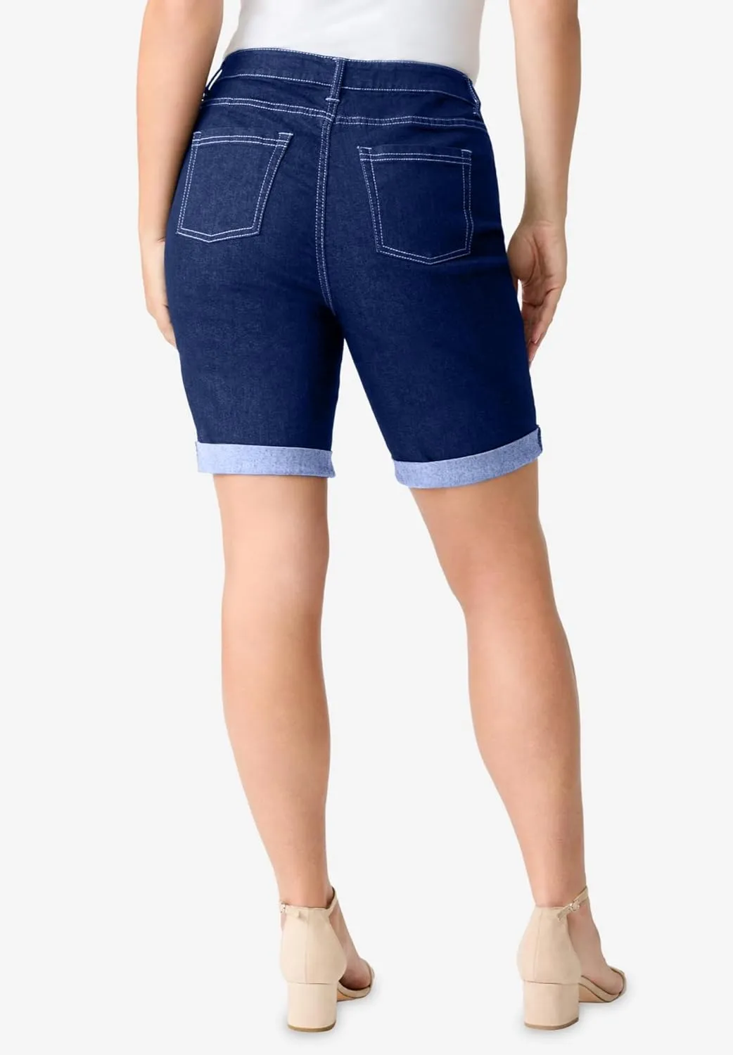 Roaman's Women's Plus Size Invisible Stretch Iconic Cuffed Short