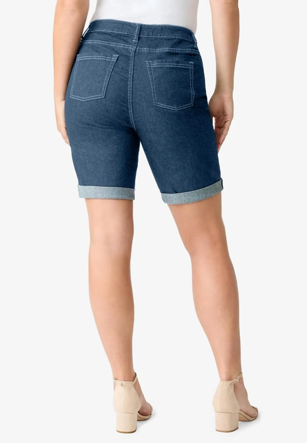 Roaman's Women's Plus Size Invisible Stretch Iconic Cuffed Short