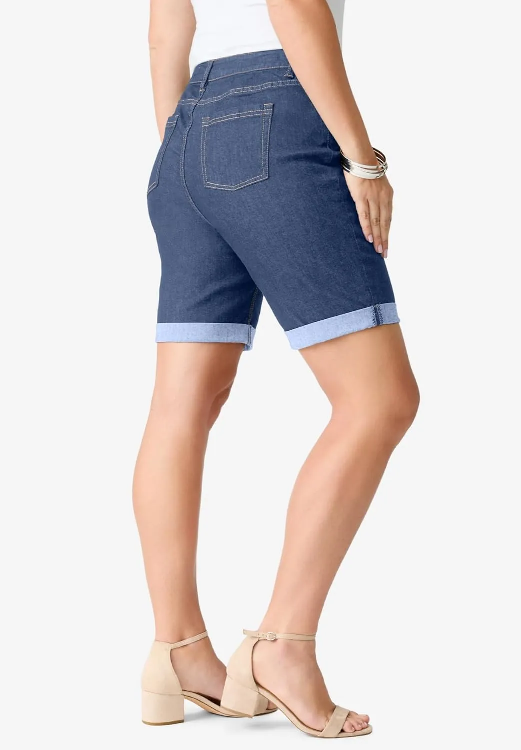 Roaman's Women's Plus Size Invisible Stretch Iconic Cuffed Short