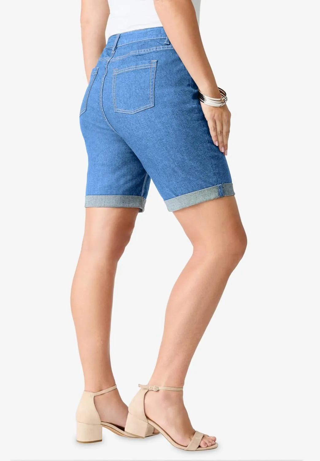 Roaman's Women's Plus Size Invisible Stretch Iconic Cuffed Short