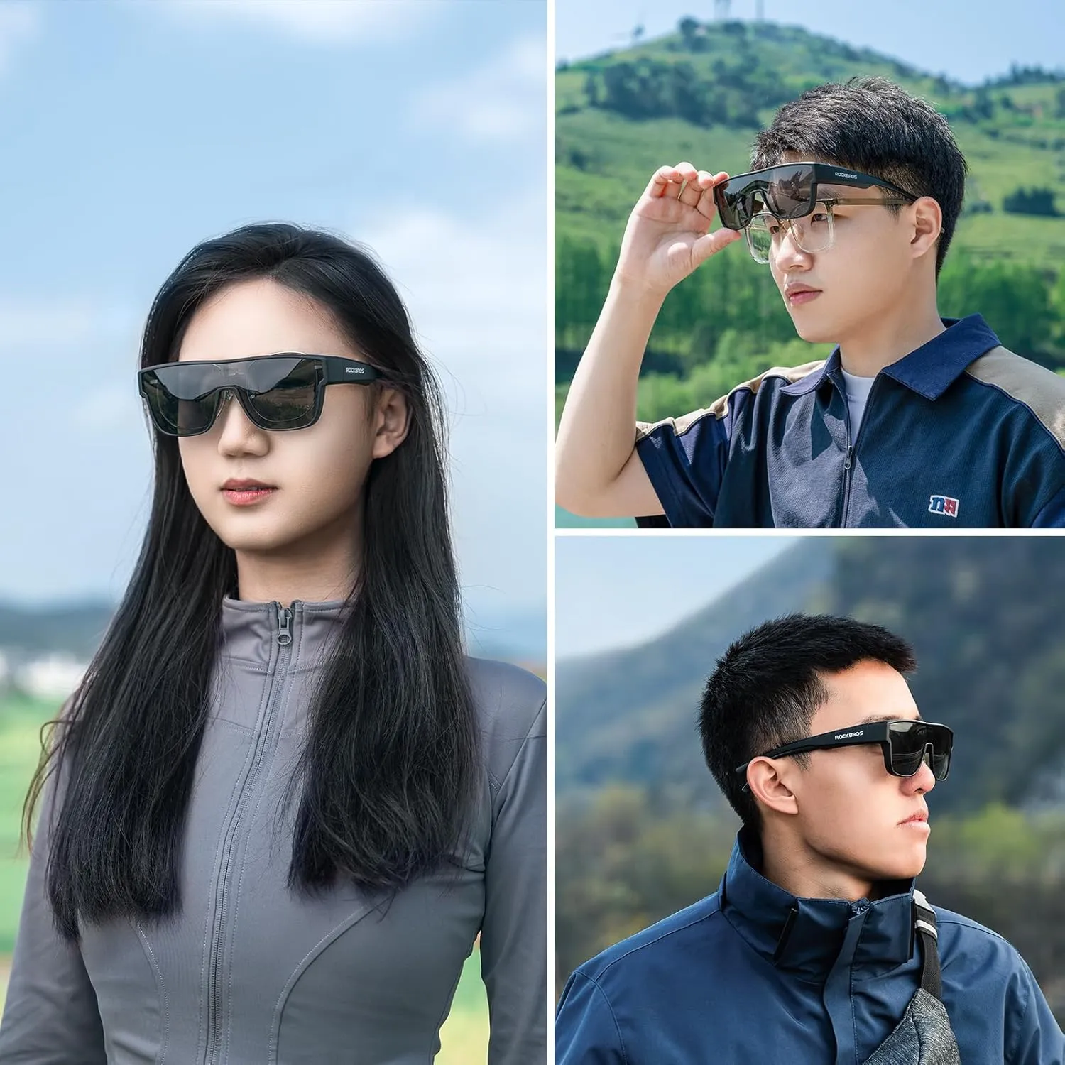 ROCKBROS Polarized Fit Over Glasses Sunglasses 100% UV400 Protection for Men Women,Wrap Around Sunglasses for Driving Cycling