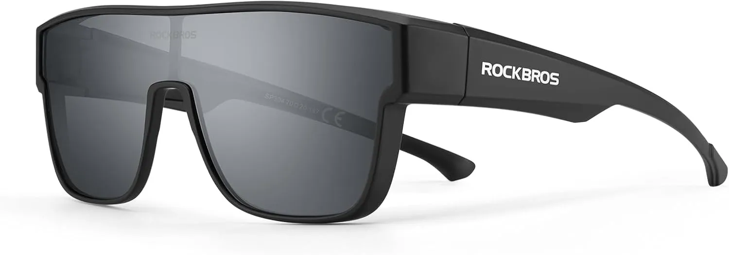 ROCKBROS Polarized Fit Over Glasses Sunglasses 100% UV400 Protection for Men Women,Wrap Around Sunglasses for Driving Cycling