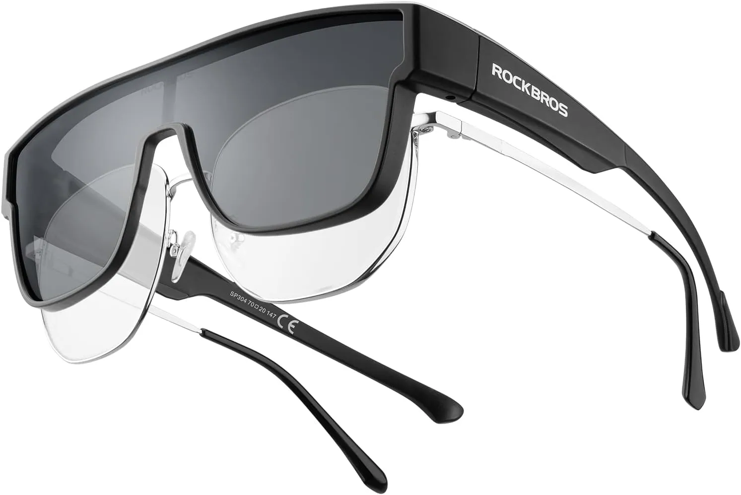 ROCKBROS Polarized Fit Over Glasses Sunglasses 100% UV400 Protection for Men Women,Wrap Around Sunglasses for Driving Cycling