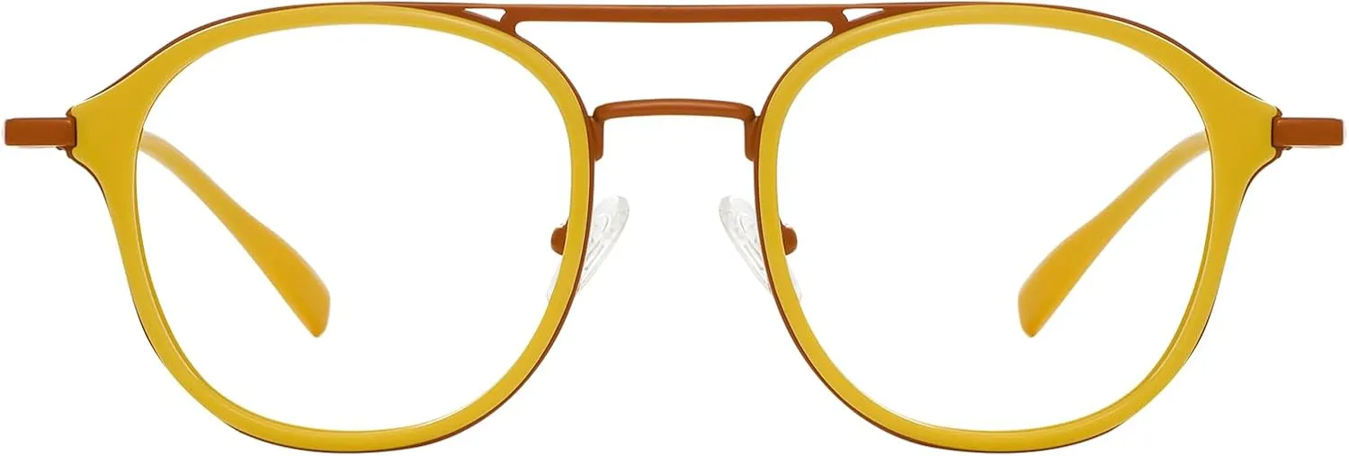 Round Reading Glasses Women - Blue Light Blocking Readers with Spring Hinge Ultra Lightweight Circle Reading Glasses FT2121