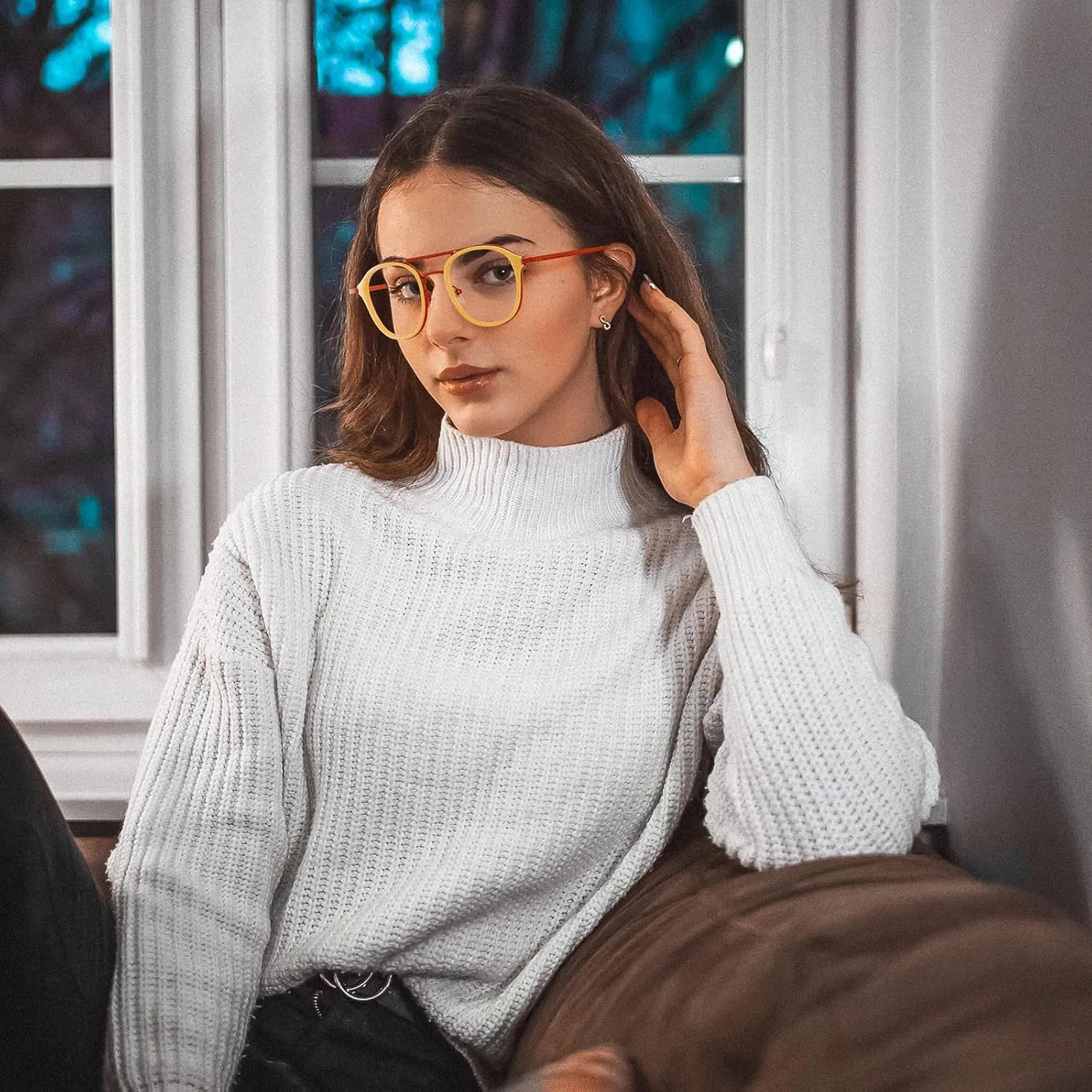 Round Reading Glasses Women - Blue Light Blocking Readers with Spring Hinge Ultra Lightweight Circle Reading Glasses FT2121