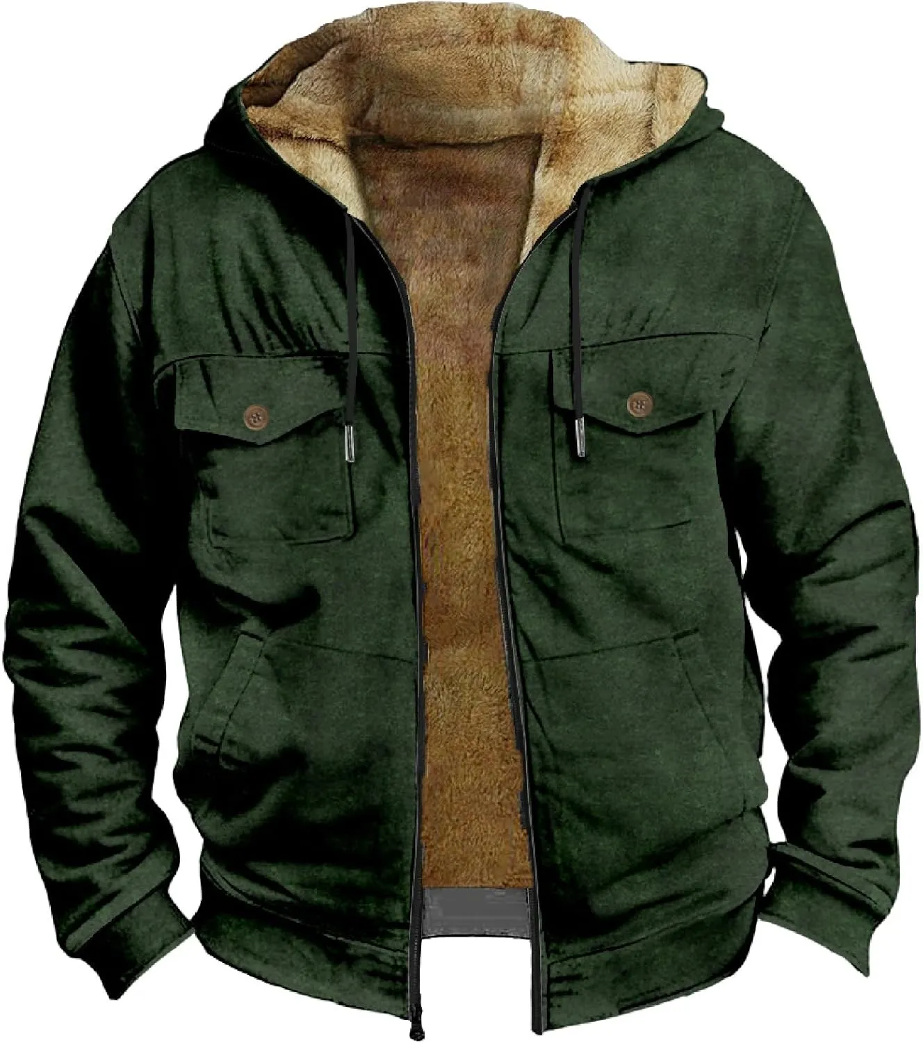 RTRDE Mens Fall Jacket Fleece Lined Zip Up Casual Fashion Hooded Jackets Winter Warm Work Hoodie Coats